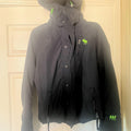 Vintage Abercrombie & Fitch Navy Hooded Winter Jacket – Neon Green Moose Logo – Size S