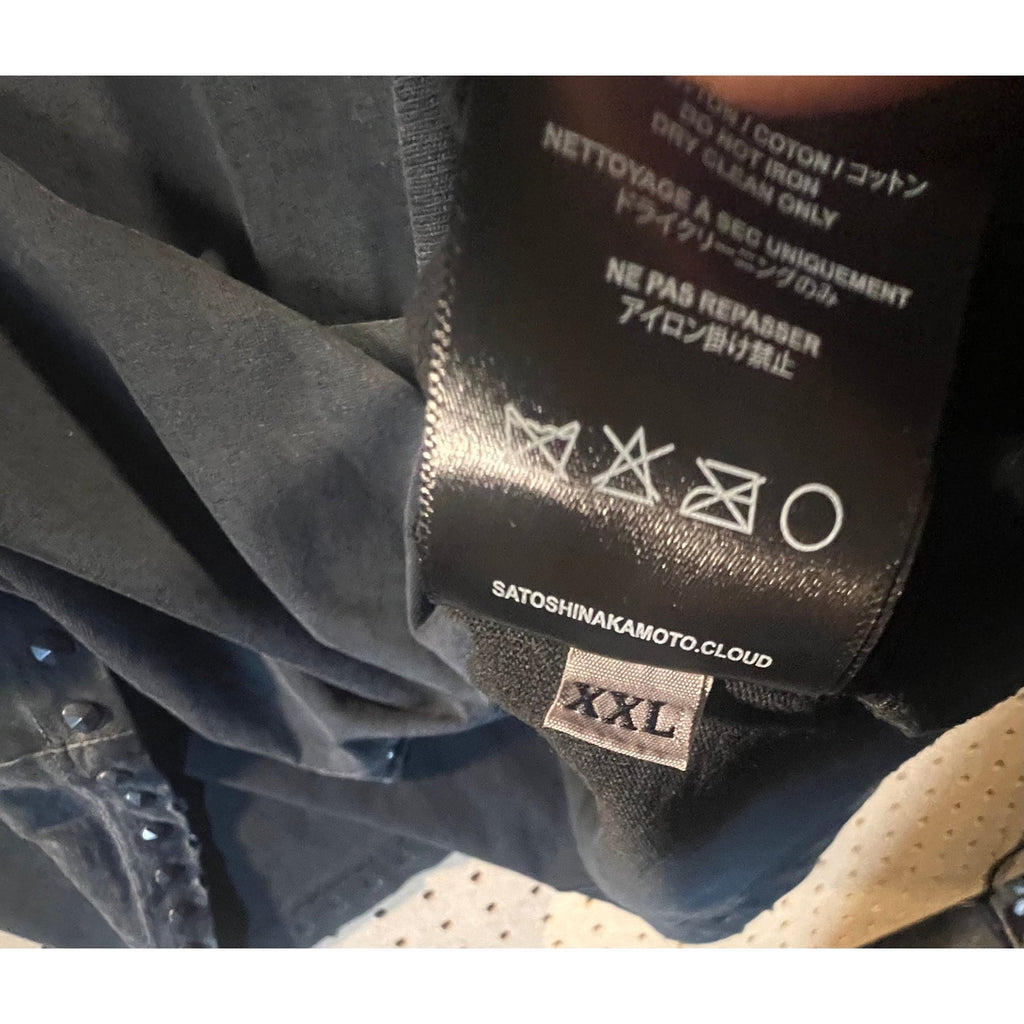 Satoshi Nakamoto Ask Satoshi Studded Tee Washed Black XXL