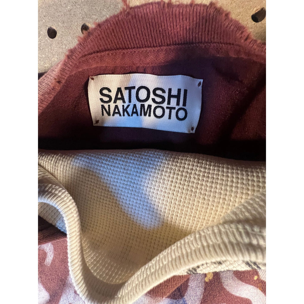Satoshi Nakamoto Bleached Luke Thermal Layered Tee – Burgundy, XL (New)