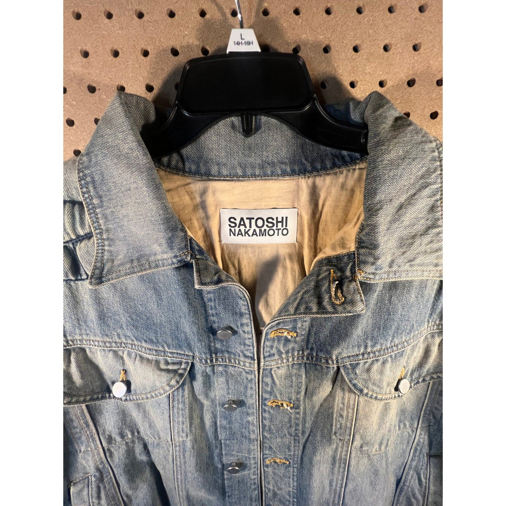 Satoshi Nakamoto Denim Moto Jacket Light Wash XL