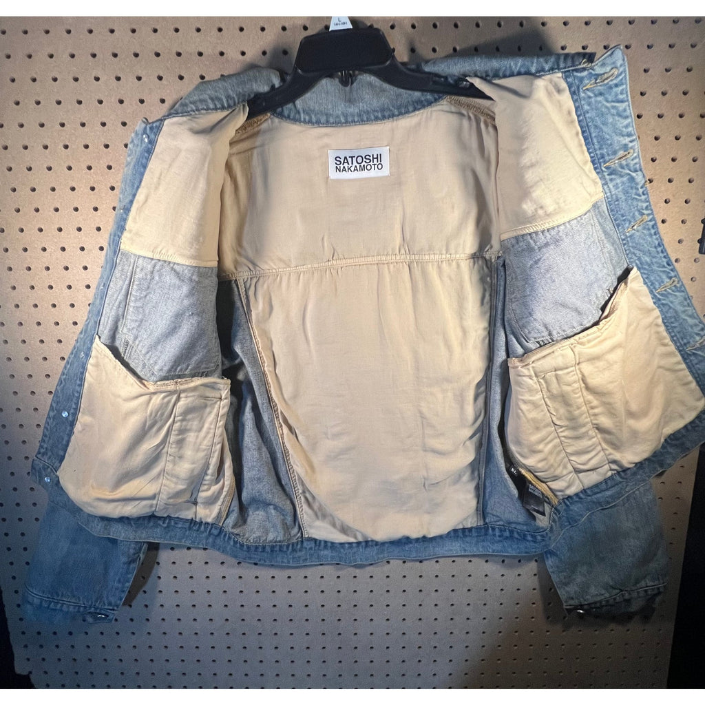 Satoshi Nakamoto Denim Moto Jacket Light Wash XL