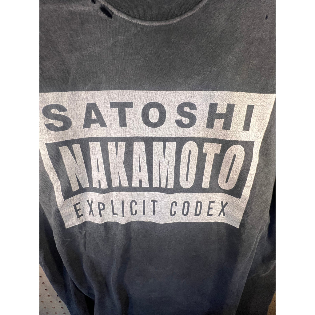 Satoshi Nakamoto Explicit Codex Tee Washed Black XL
