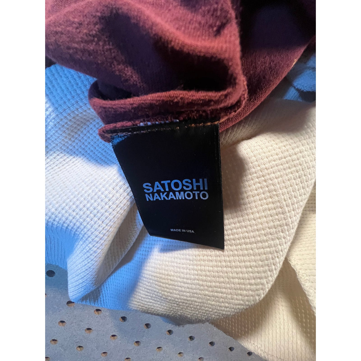Satoshi Nakamoto Bleached Luke Thermal Layered Tee – Burgundy, XL (New)