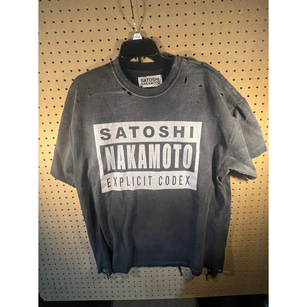 Satoshi Nakamoto Explicit Codex Tee Washed Black XL