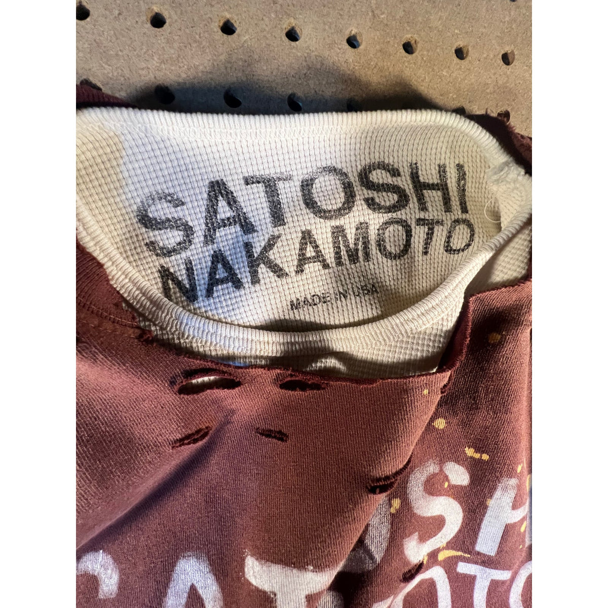 Satoshi Nakamoto Bleached Luke Thermal Layered Tee – Burgundy, XL (New)