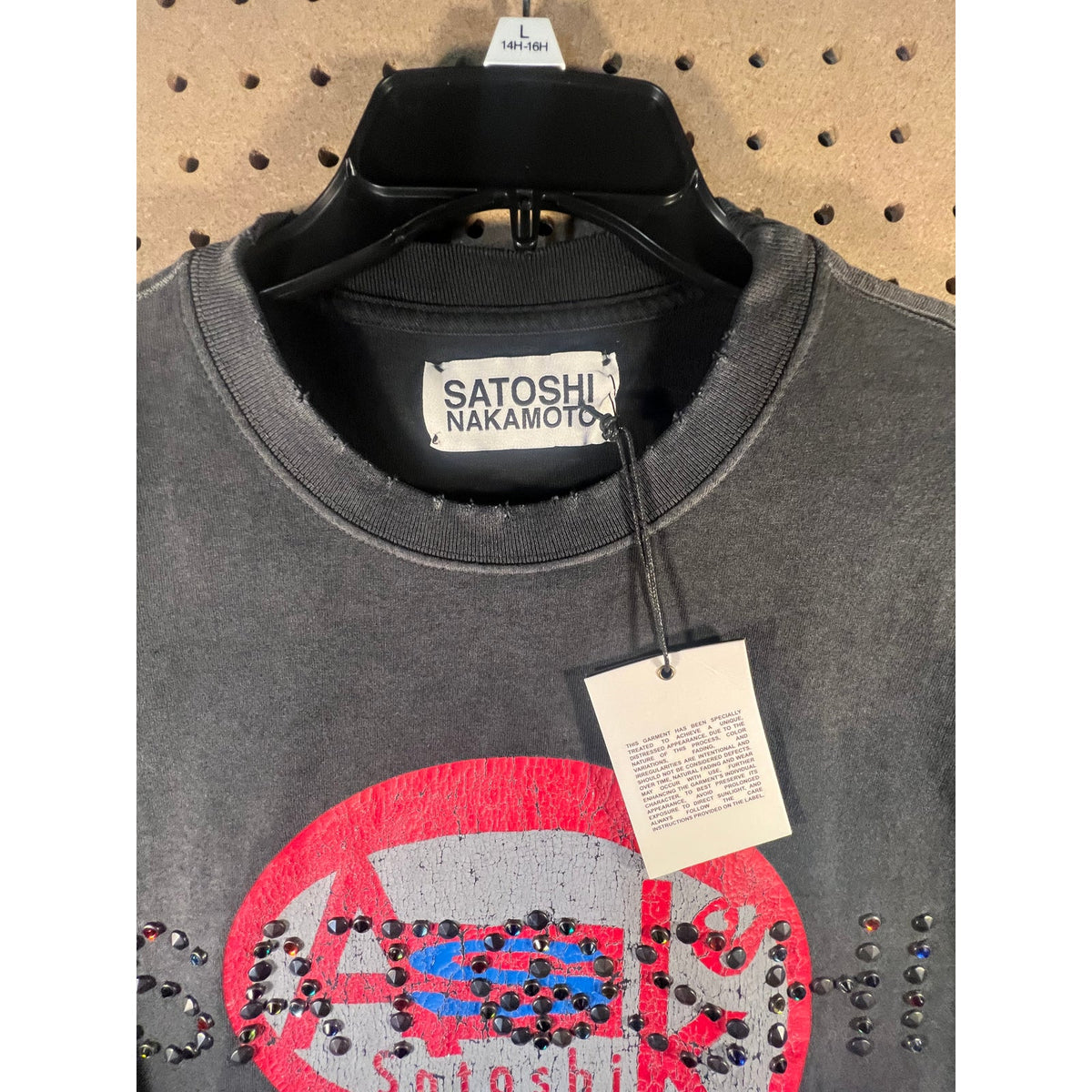 Satoshi Nakamoto Ask Satoshi Studded Tee Washed Black XXL