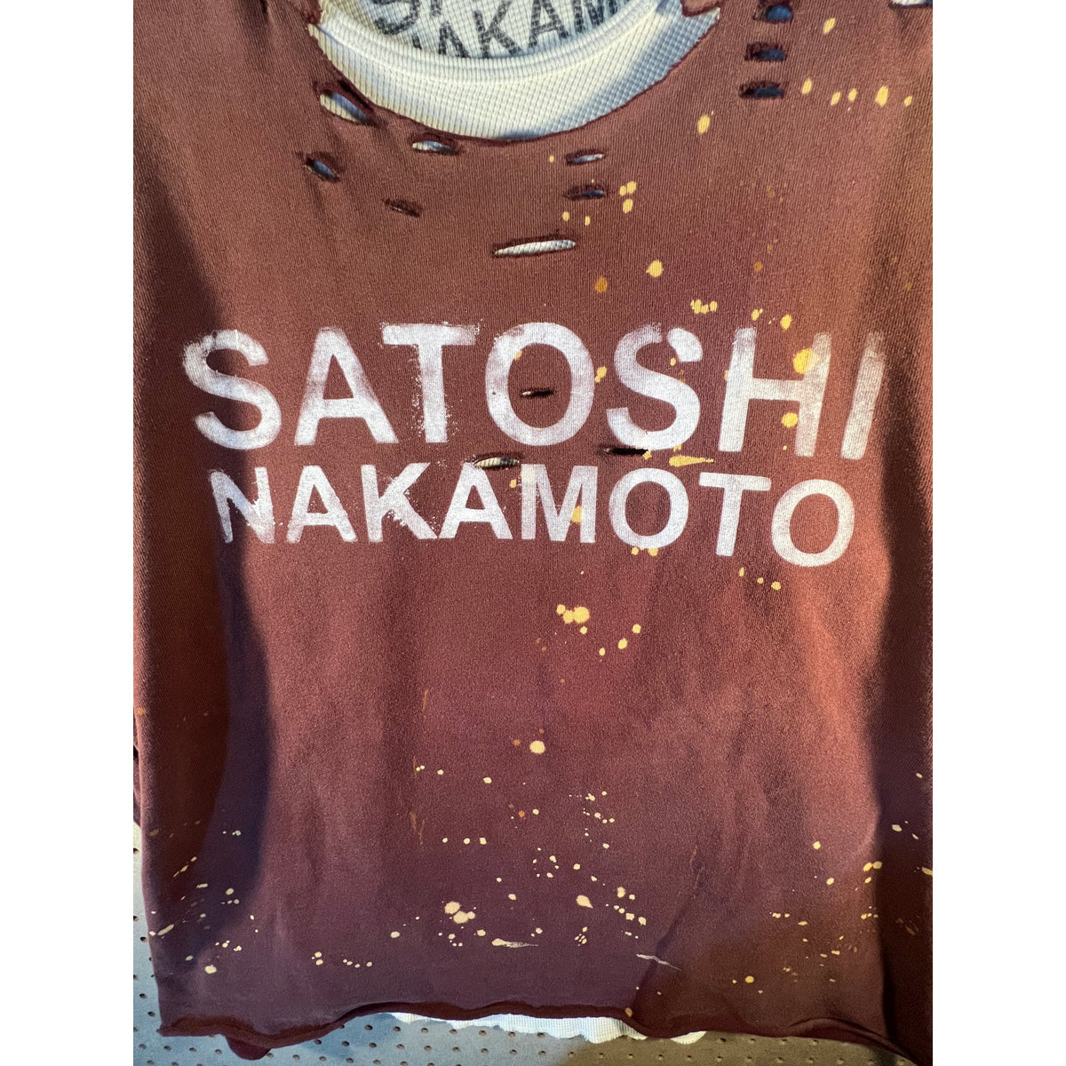 Satoshi Nakamoto Bleached Luke Thermal Layered Tee – Burgundy, XL (New)