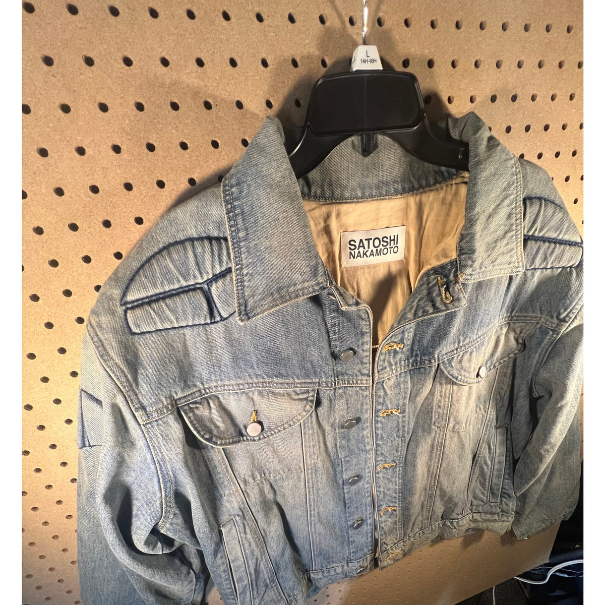 Satoshi Nakamoto Denim Moto Jacket Light Wash XL