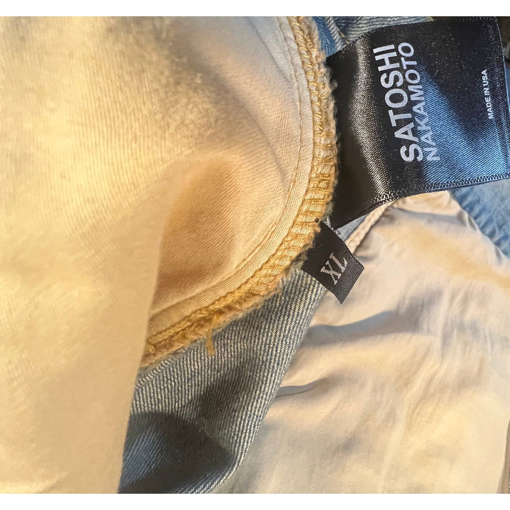 Satoshi Nakamoto Denim Moto Jacket Light Wash XL